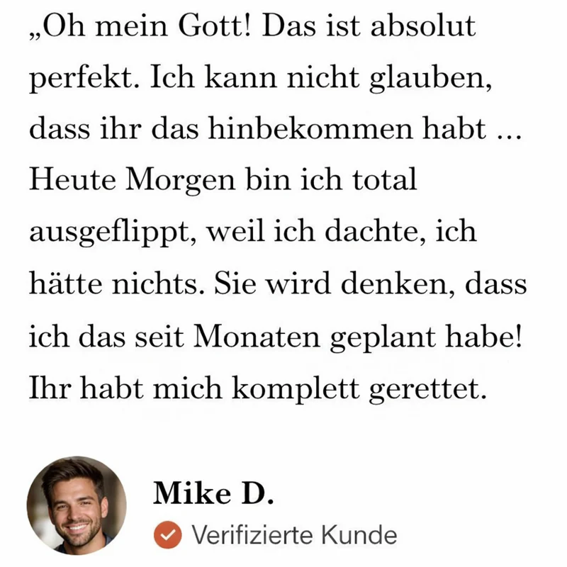 Mike D. verified customer testimonial - custom song surprise